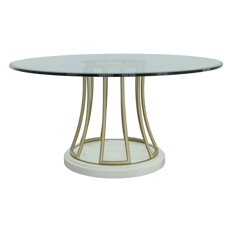 Fairfield Chair East Camden Round Glass Top Solid Wood Base Dining